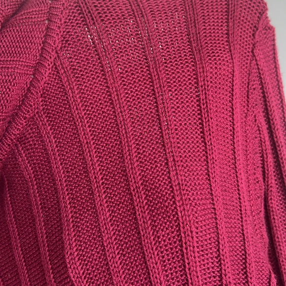 Fall Burgundy Sweater, XL Burgundy Turtle Neck Sweater, Cable knit sweater - Picture 5 of 11